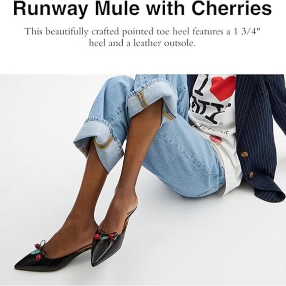 Coach Women's Runway Mule with Cherries Ballet Flat Shoes Black Size 8 - Picture 4 of 9